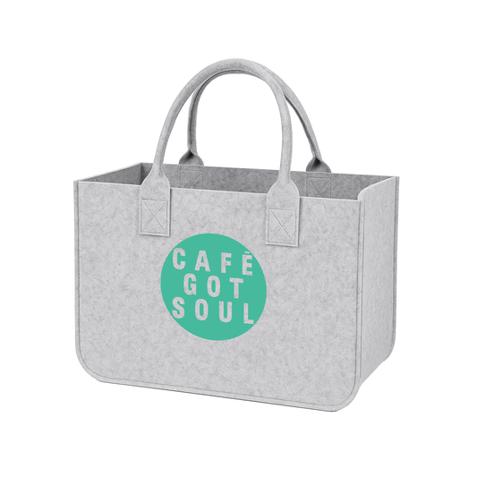 Café Gotsoul Tote — Light Gray (Circle Logo Aqua)