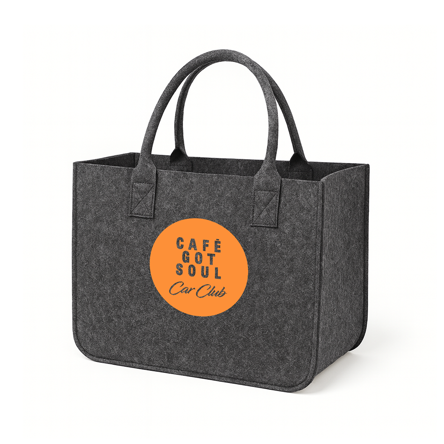 Café Gotsoul Tote Bag — Medium Gray (Car Club Logo – Orange)