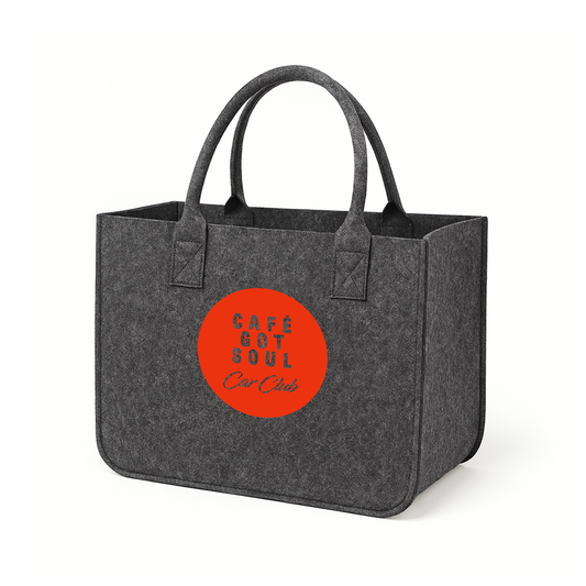 Café Gotsoul Tote Bag — Medium Gray (Car Club Logo – Red)