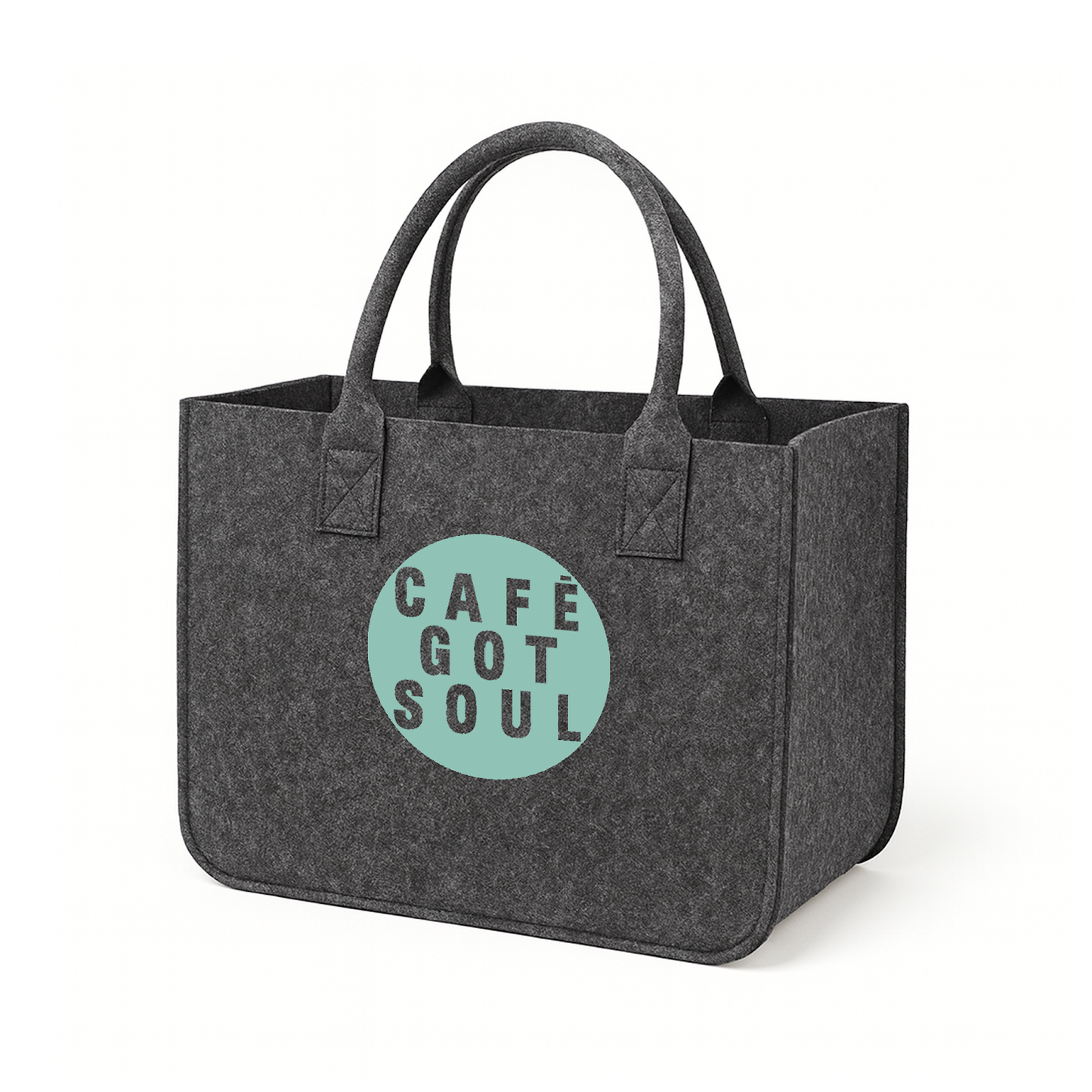 Café Gotsoul Tote Bag — Medium Gray (Aqua Circle Logo)