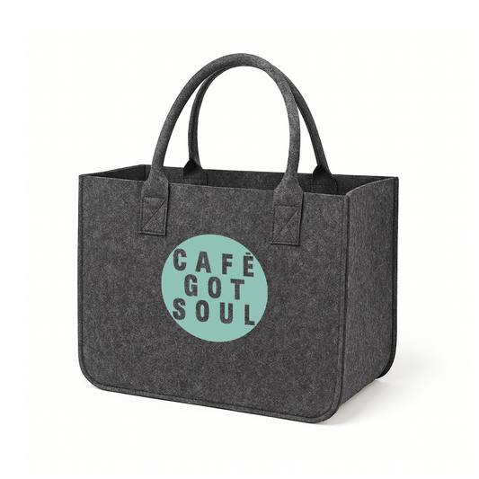Café Gotsoul Tote Bag — Medium Gray (Aqua Circle Logo)